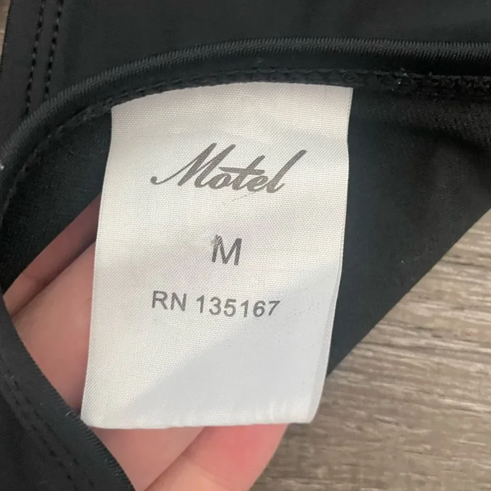 Motel Black High Neck Keyhole Tie Neck Bikini Swimsuit Sz M